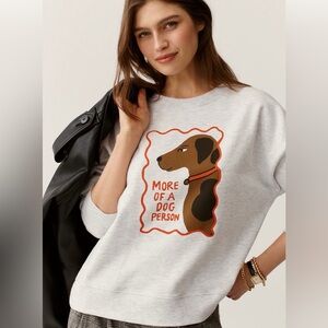 Anthro Tulastra Studio Heather Gray More of A Dog Pearson Graphic Sweatshirt  S